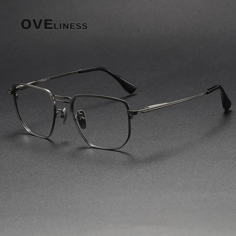 Oveliness Men's Full Rim Square Titanium Eyeglasses D153 Full Rim Oveliness gun  