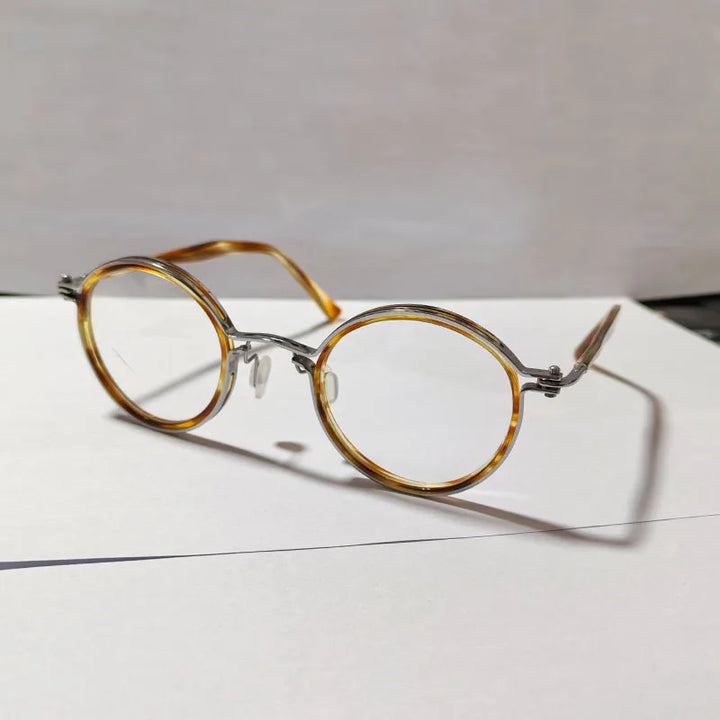 Yujo Unisex Full Rim Oval Round Titanium Acetate Eyeglasses 61424