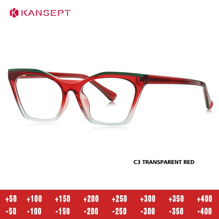 Kansept Women's Full Rim Square Tr 90 Titanium Reading Glasses 68044