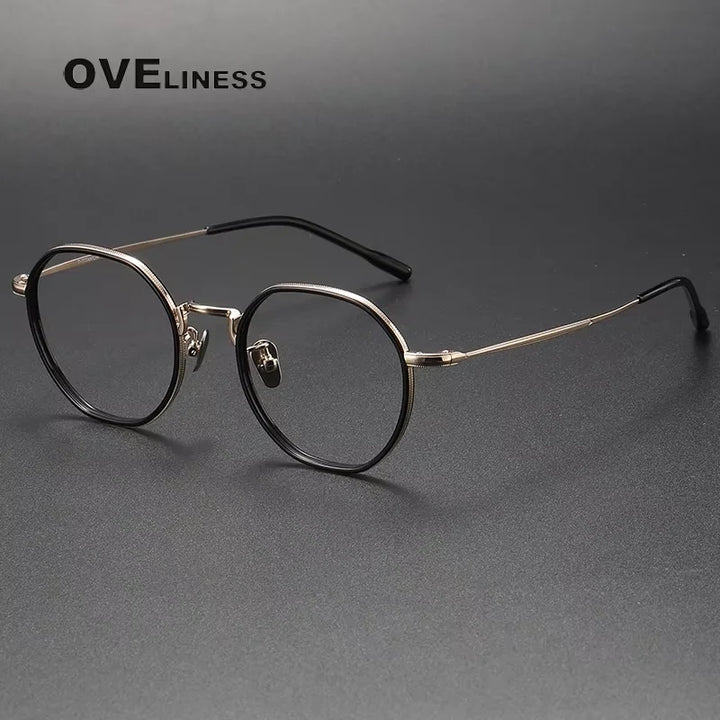 Oveliness Women's Full Rim Flat Top Oval Acetate Titanium Eyeglasses 48514