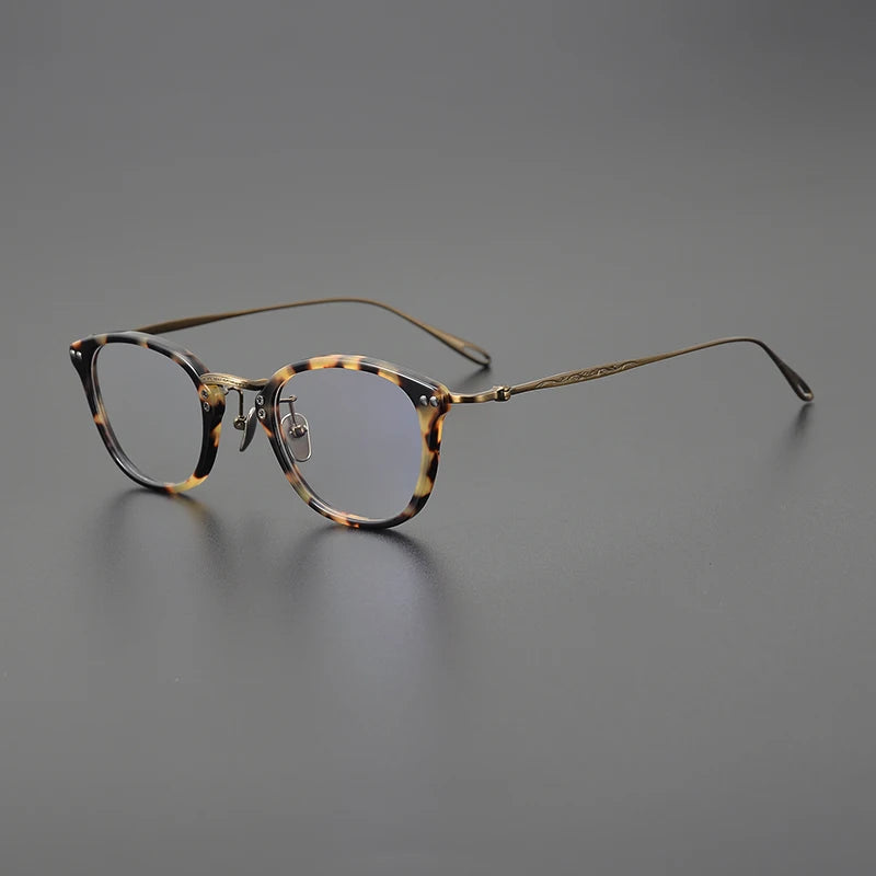 Black Mask Unisex Full Rim Square Titanium Acetate Eyeglasses 5955 Full Rim Black Mask Tortoise-Bronze  