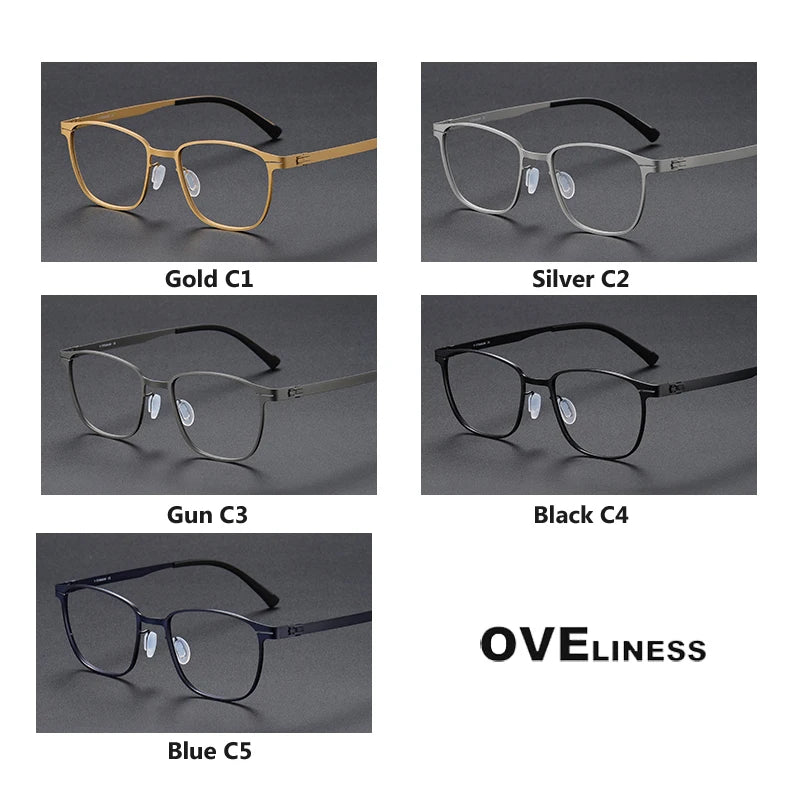Oveliness Unisex Full Rim Square Screwless Titanium Eyeglasses 0978 Full Rim Oveliness