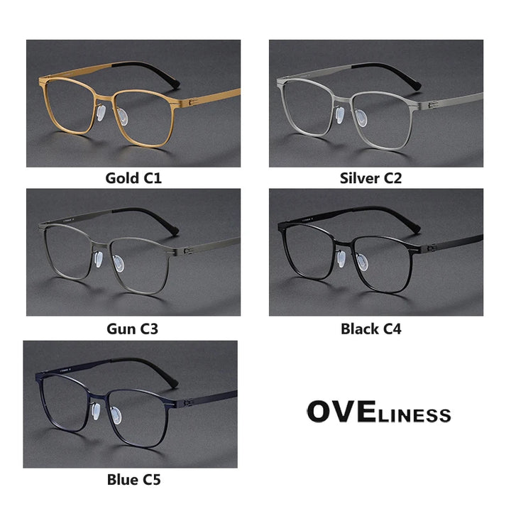 Oveliness Unisex Full Rim Square Screwless Titanium Eyeglasses 0978 Full Rim Oveliness   