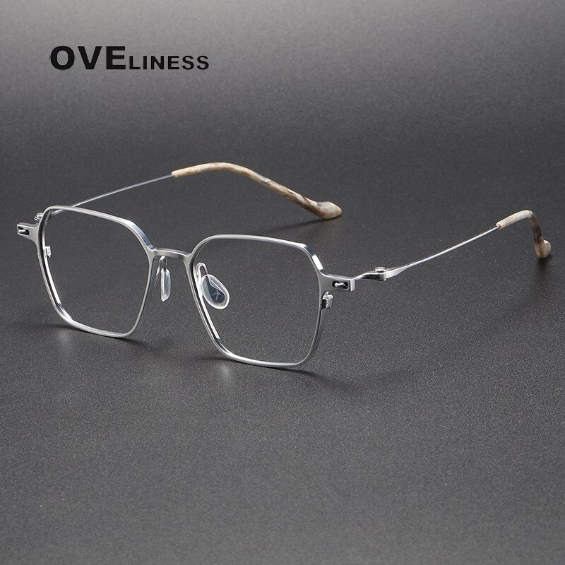 Oveliness Unisex Full Rim Square Titanium Eyeglasses 8202318 Full Rim Oveliness silver  