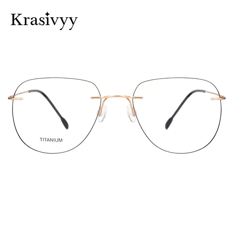 Krasivyy Unisex Rimless Oval Titanium Eyeglasses Kr05 Rimless Krasivyy
