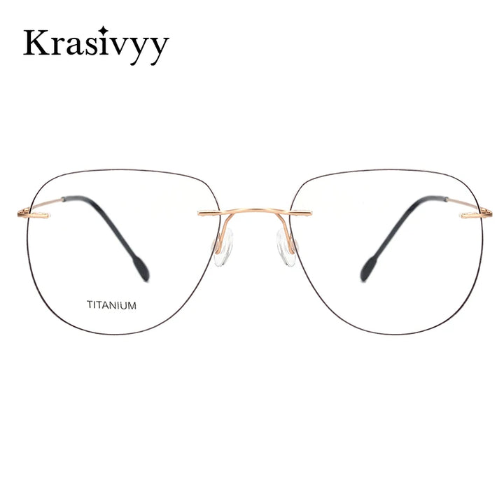 Krasivyy Unisex Rimless Oval Titanium Eyeglasses Kr05 Rimless Krasivyy