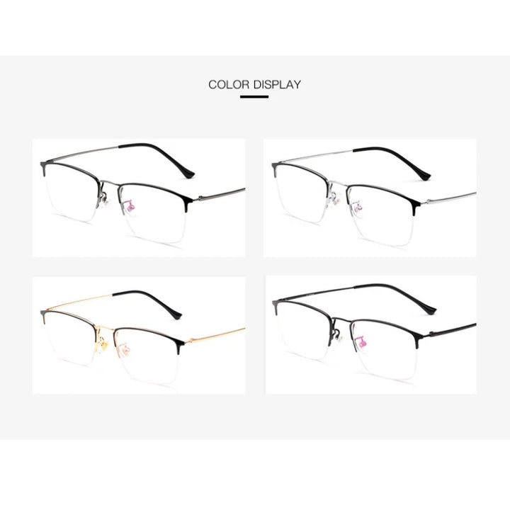 Hotochki Men's Semi Rim Square Titanium Eyeglasses J8017 Semi Rim Hotochki