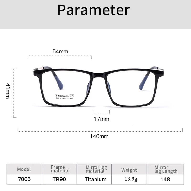 Xbora Unisex Full Rim Square Tr 90 Titanium Eyeglasses 7005