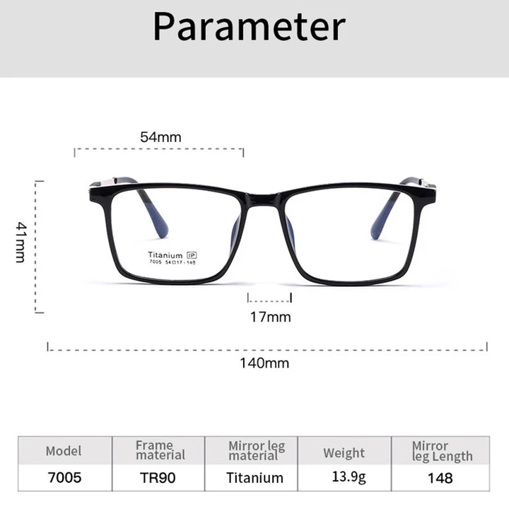 Xbora Unisex Full Rim Square Tr 90 Titanium Eyeglasses 7005