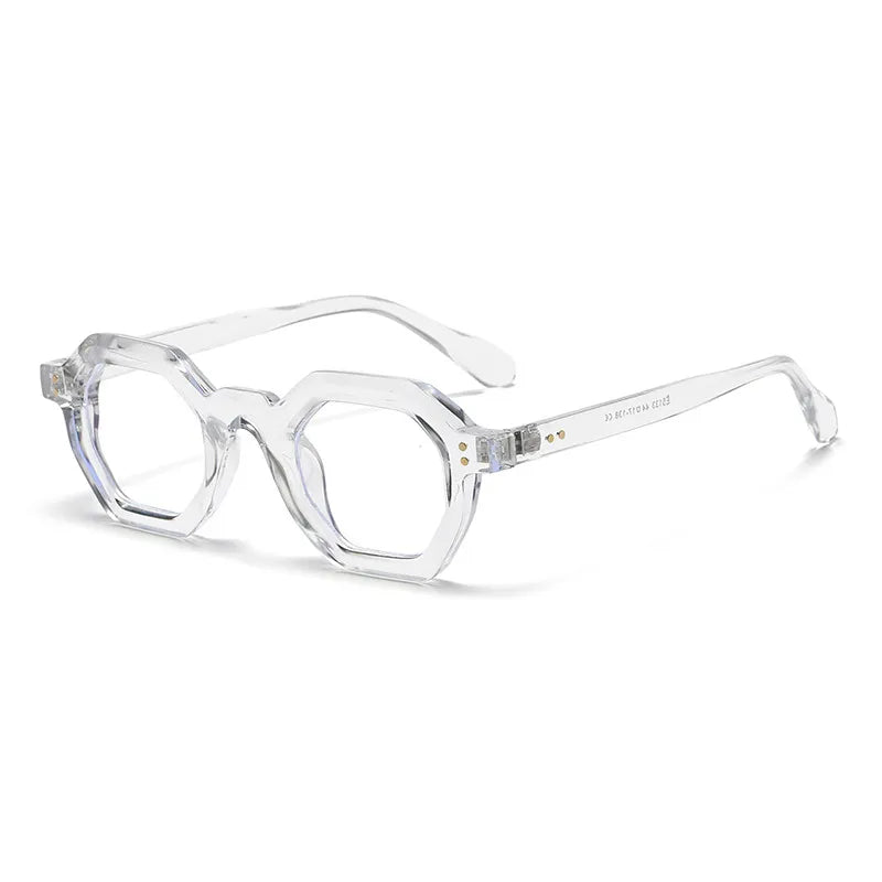 CCspace Unisex Full Rim Polygon Plastic Eyeglasses 56891 Full Rim CCspace C5Clear