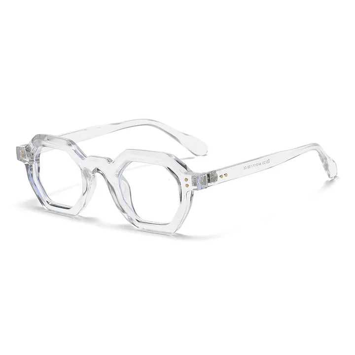 CCspace Unisex Full Rim Polygon Plastic Eyeglasses 56891 Full Rim CCspace C5Clear