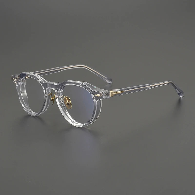 Gatenac Unisex Full Rim Flat Top Round Thick Acetate Eyeglasses Gx2261