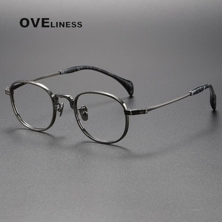 Oveliness Unisex Full Rim Square Titanium Eyeglasses 80866 Full Rim Oveliness gun