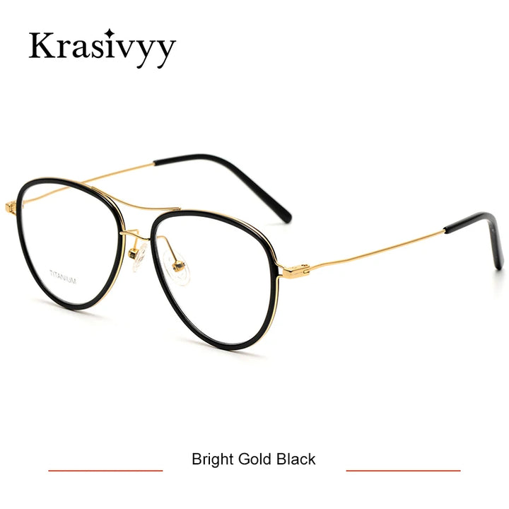 Krasivyy Women's Full Rim Oval Double Bridge Titanium Eyeglasses 316043