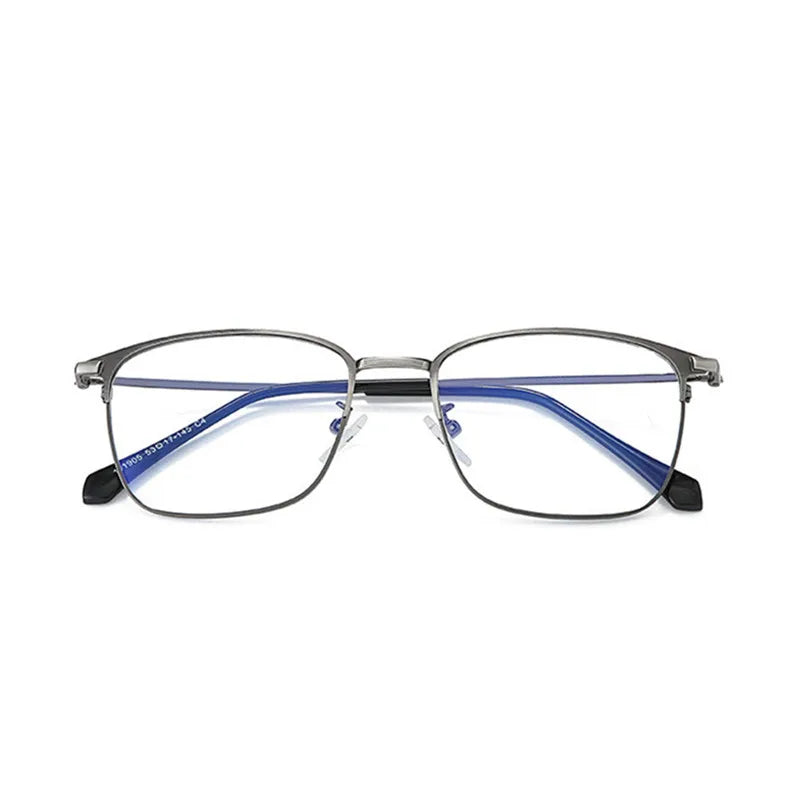 Kocolior Unisex Full Rim Square Stainless Steel Hyperopic Reading Glasses 101905 Reading Glasses Kocolior Black Gun China +25