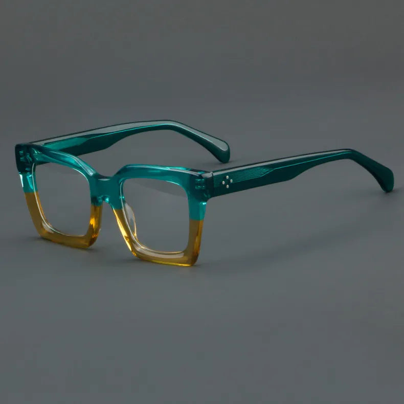 CCspace Unisex Full Rim Large Square Acetate Eyeglasses 56909 Full Rim CCspace C5GreenTea