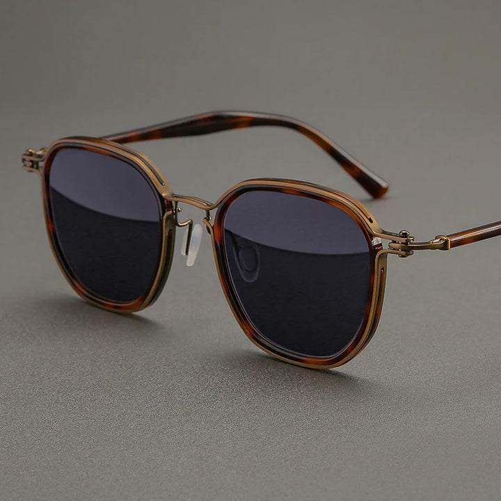 Black Mask Men's Full Rim Big Square Titanium Acetate Sunglasses 58654