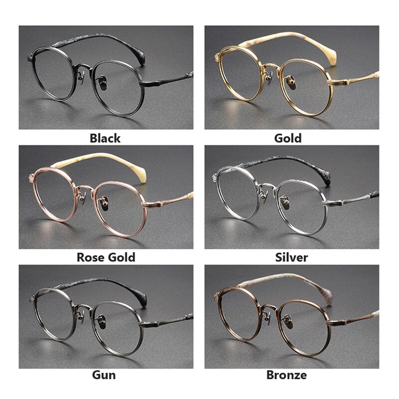 Oveliness Unisex Full Rim Round Titanium Eyeglasses 80862 Full Rim Oveliness