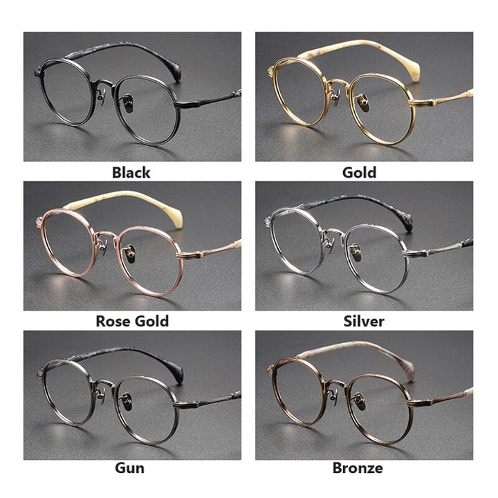 Oveliness Unisex Full Rim Round Titanium Eyeglasses 80862 Full Rim Oveliness
