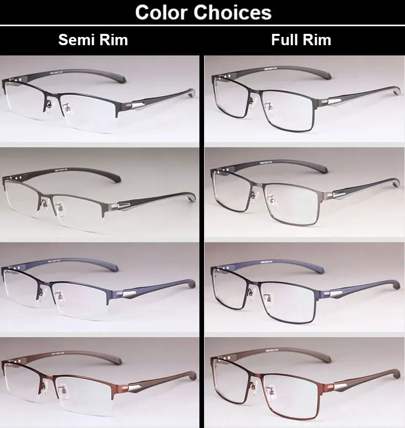 Hotony Men's Full Or Semi Rim Square Alloy Tr 90 Eyeglasses 17138 Full Rim Hotony
