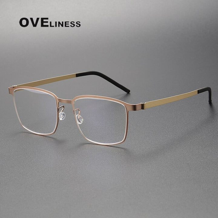 Oveliness Unisex Full Rim Square Titanium Eyeglasses 9619 Full Rim Oveliness rose gold  