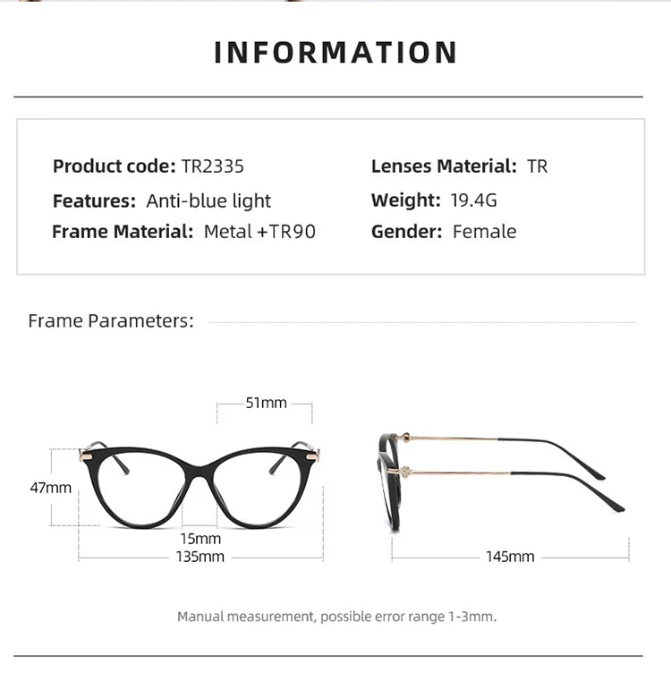 Bclear Women's Full Rim Cat Eye Acetate Alloy Eyeglasses Wd810 Full Rim Bclear