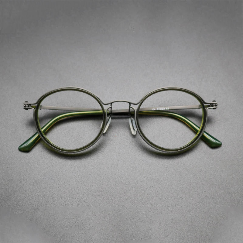 Gatenac Unisex Full Rim Round Acetate Eyeglasses Gxyj1196 Full Rim Gatenac