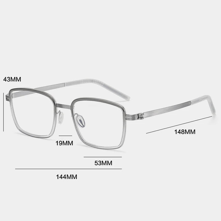Gatenac Mens Full Rim Square Acetate Eyeglasses Gxyj-1186 Full Rim Gatenac