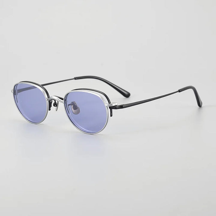 Muzz Women's Semi Rim Oval Titanium Eyeglasses Clip On Sunglasses 4447 With Clip Ons Muzz C5