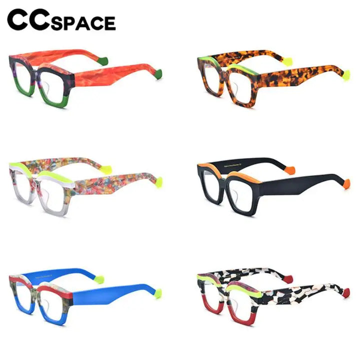 CCspace Unisex Full Rim Square Acetate Eyeglasses 57163 Full Rim CCspace