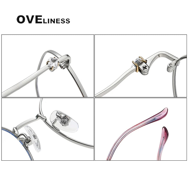 Oveliness Women's Full Rim Polygon Oval Titanium Eyeglasses 6016 Full Rim Oveliness