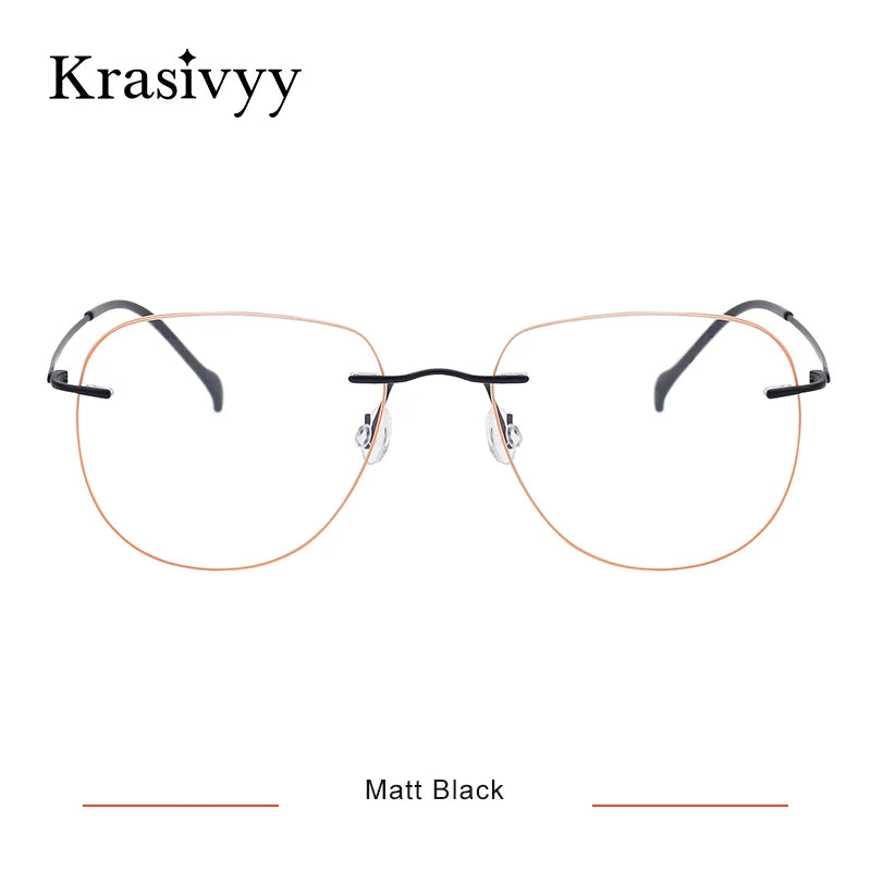 Krasivyy Women's Rimless Flat Top Oval Titanium Eyeglasses 316007