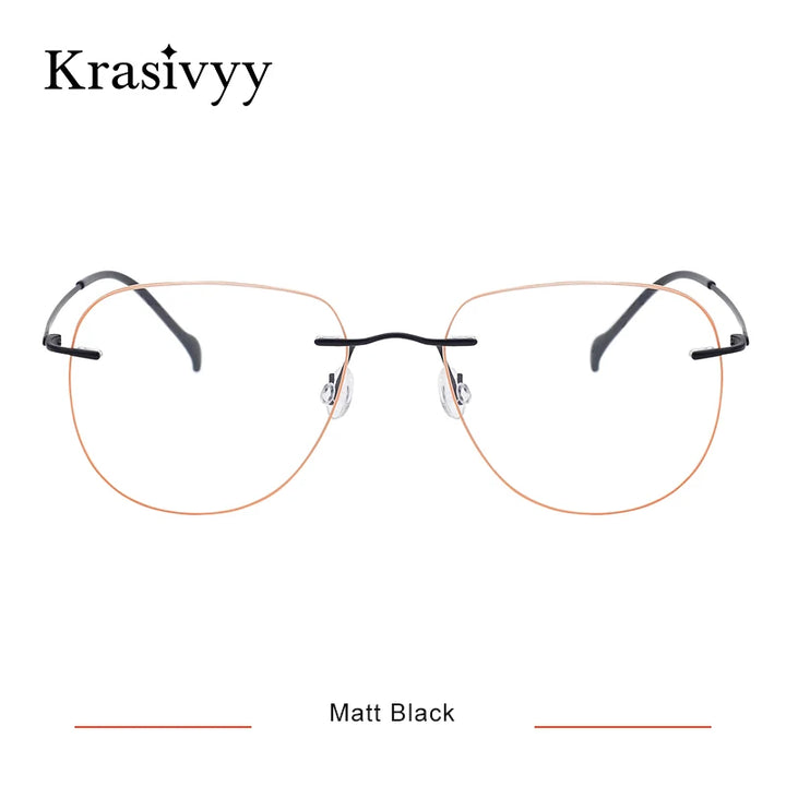 Krasivyy Women's Rimless Flat Top Oval Titanium Eyeglasses 316007