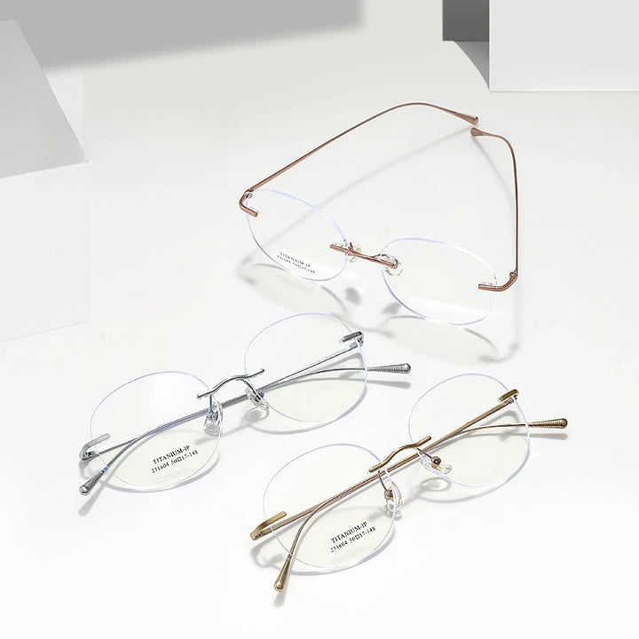 Yimaruli Unisex Rimless Round Titanium Eyeglasses 231604Wk Rimless Yimaruili Eyeglasses   