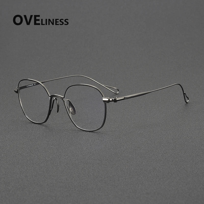 Oveliness Unisex Full Rim Polygon Round Titanium Eyeglasses 61156