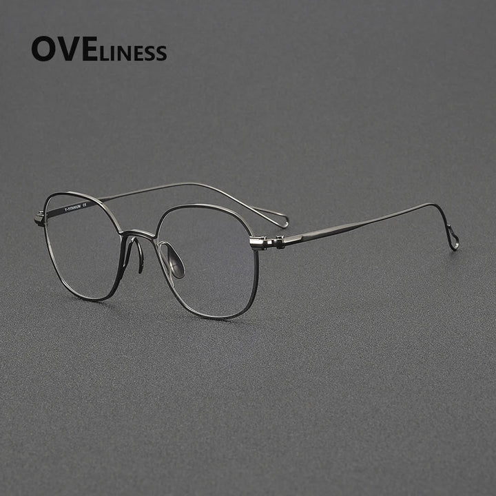 Oveliness Unisex Full Rim Polygon Round Titanium Eyeglasses 61156