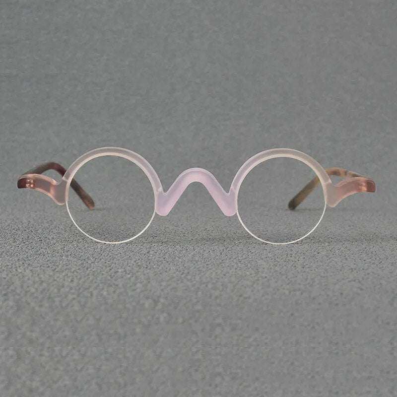 Yujo Unisex Semi Rim Small Round Acetate Eyeglasses 35mm Semi Rim Yujo   