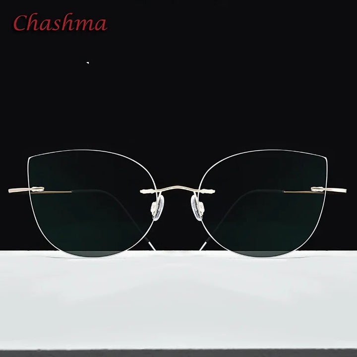 Chashma Ochki Unisex Rimless Cat Eye 2g Titanium Eyeglasses 003 Rimless Chashma Ochki Shape E