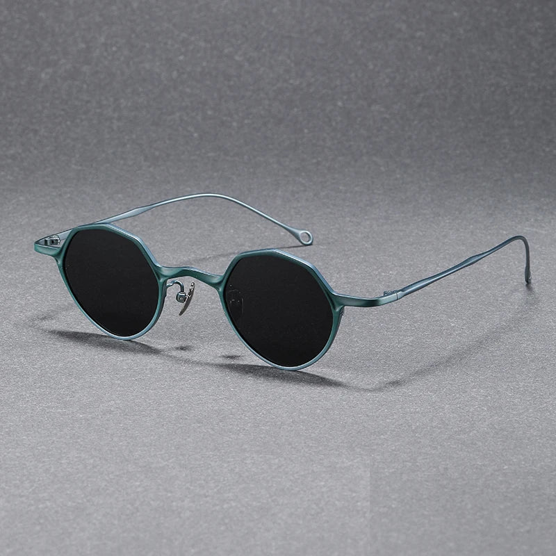 Black Mask Unisex Full Rim Polygon Titanium Polarized Sunglasses S5973 Sunglasses Black Mask