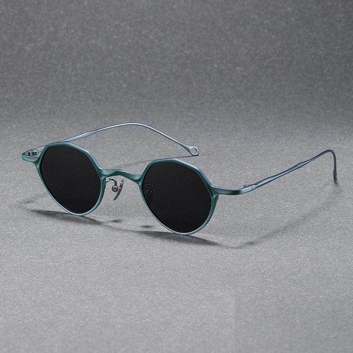 Black Mask Unisex Full Rim Polygon Titanium Polarized Sunglasses S5973 Sunglasses Black Mask