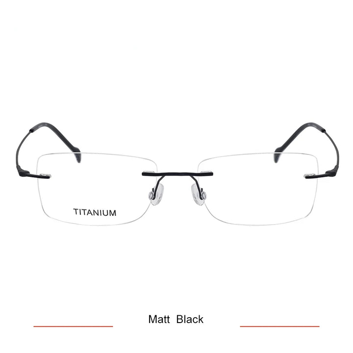 Brightzone Unisex Rimless Rectangle Titanium Eyeglasses 71608 Rimless Brightzone Matte Black