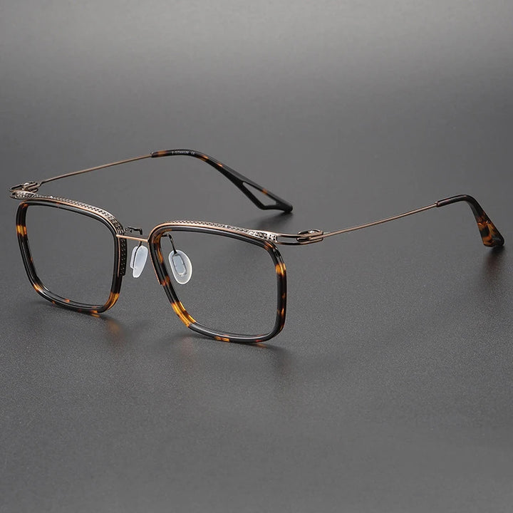 Black Mask Unisex Full Rim Square Titanium Acetate Eyeglasses 80863 Full Rim Black Mask Tortoise