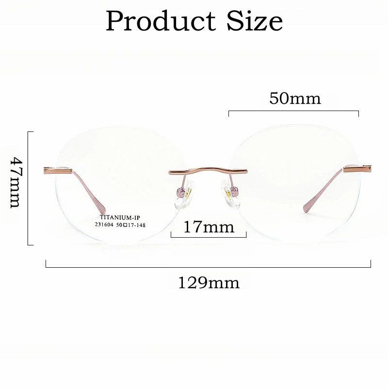 Yimaruli Unisex Rimless Round Titanium Eyeglasses 231604Wk Rimless Yimaruili Eyeglasses