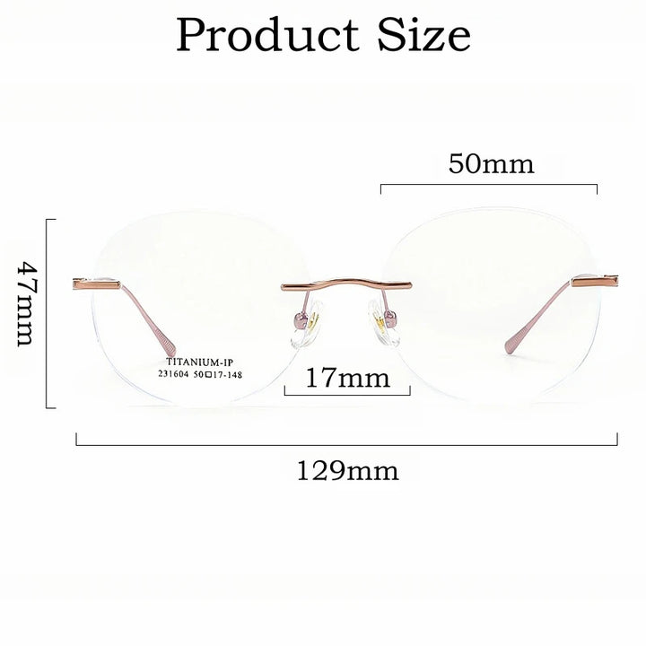 Yimaruli Unisex Rimless Round Titanium Eyeglasses 231604Wk Rimless Yimaruili Eyeglasses