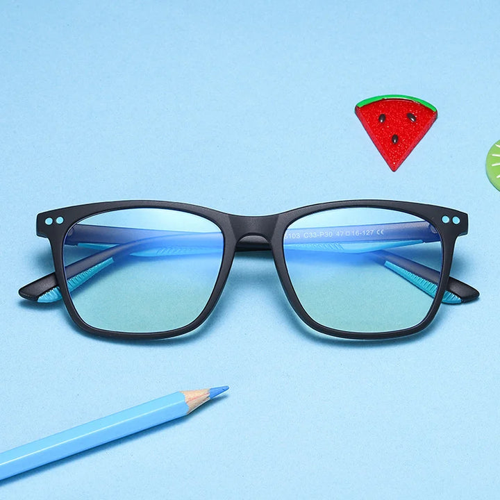 Vicky Youth Unisex Full Rim Square Tr 90 Titanium Eyeglasses 5103 Full Rim Vicky