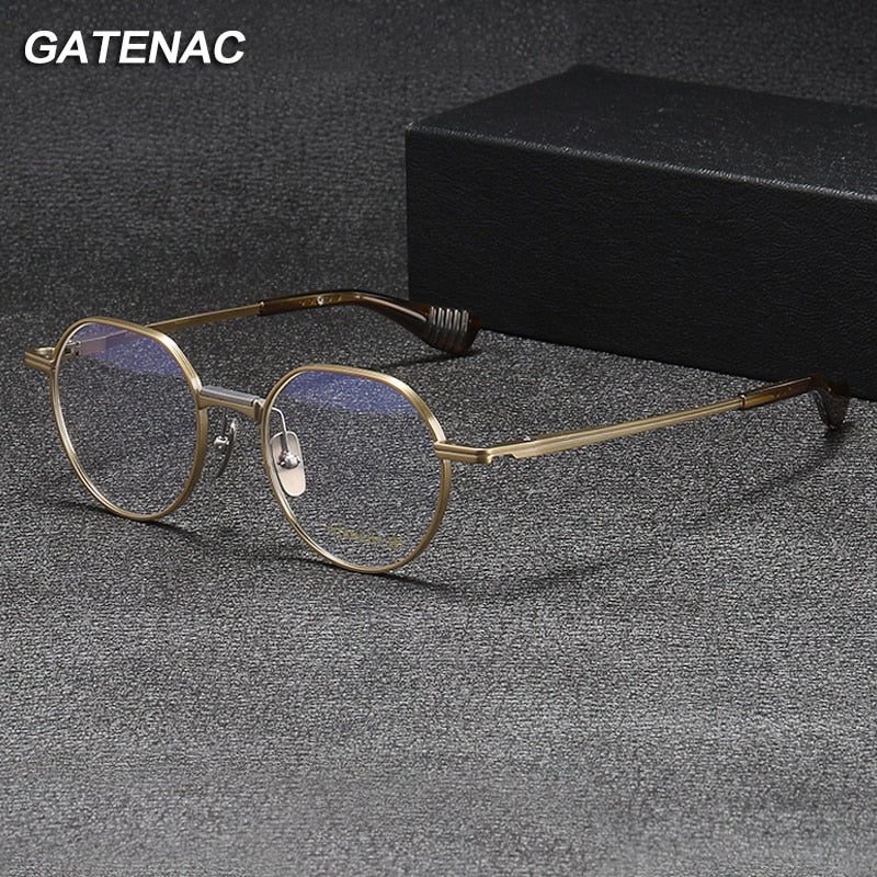 Gatenac Unisex Full Rim Round Titanium Eyeglasses Gxyj1065 Full Rim Gatenac