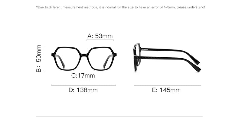 Vicky Unisex Full Rim Large Polygon Square Acetate Alloy Reading Glasses 2140 Reading Glasses Vicky