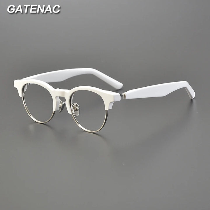 Gatenac Unisex Full Rim Round Acetate Eyeglasses Gxyj1190 Full Rim Gatenac
