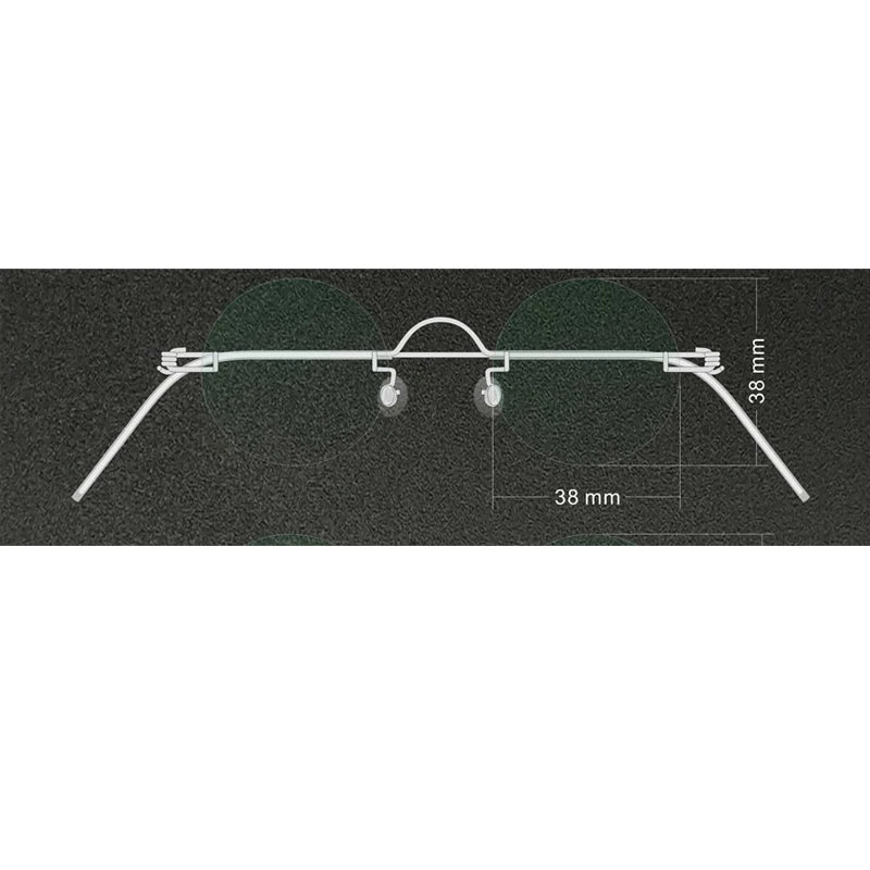 Yujo Unisex Rimless Round Stainless Steel Eyeglasses Y3840 Rimless Yujo 38mm CHINA