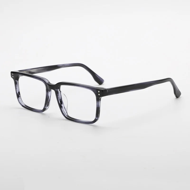 Black Mask Unisex Full Rim Square Acetate Eyeglasses Bm118 Full Rim Black Mask Blue-Stripes